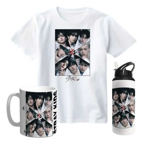 Combo taza, botella agua, remera K-POP 2026
